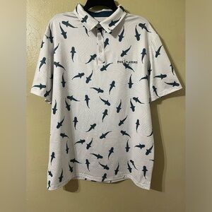 Flomotion Shark Printed Golf Athleisure Polo The Players Club size xl